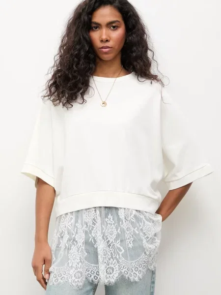 Answear.LAB bluza oversize z wiskozą biała