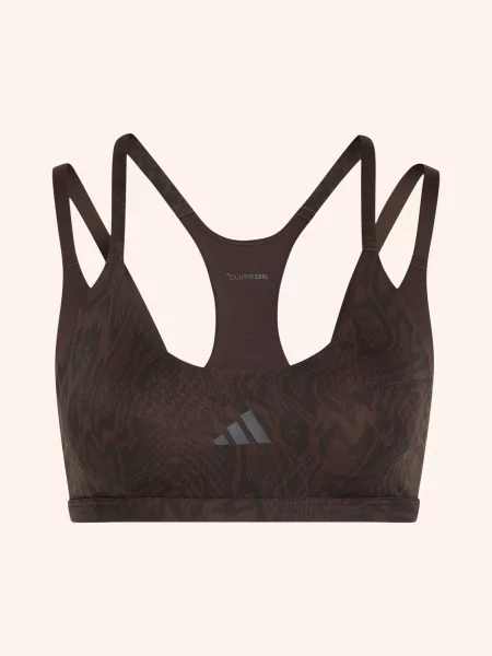 Podprsenka adidas Optime Workout Snake Strappy Light Support Bra Aurora Coffee/ Black XS hnědá