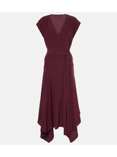 Rochie midi Joseph de mătase până la genunchi de costum roșu