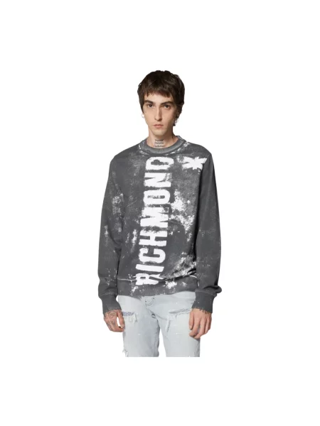 Bluza John Richmond z okrągłym dekoltem retro szara
