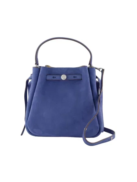 Torebka Tory Burch skórzana z nitami niebieska