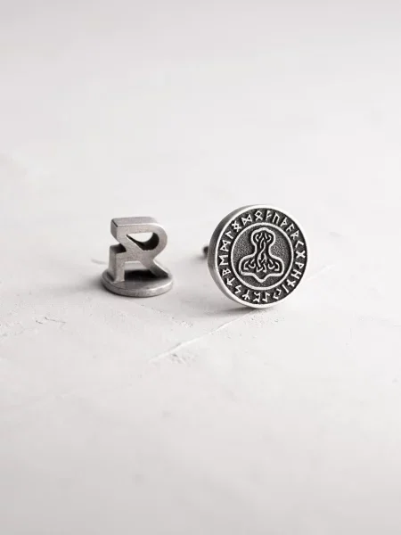 REYTEL Cercei THOR'S HAMMER. RUNES argintiu