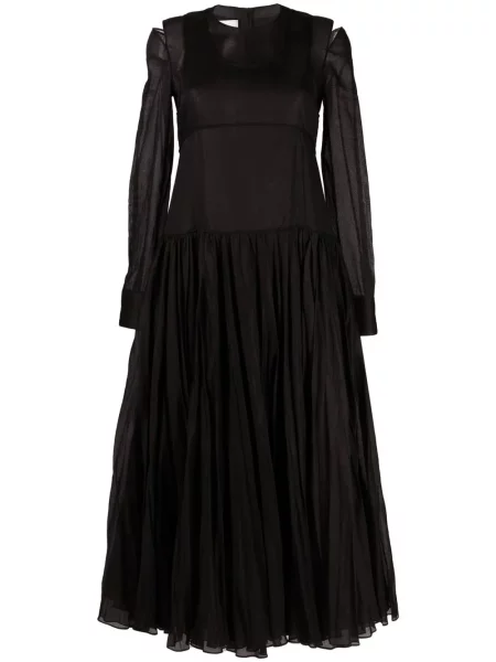 Rochie midi Jil Sander plisată până la genunchi de costum negru