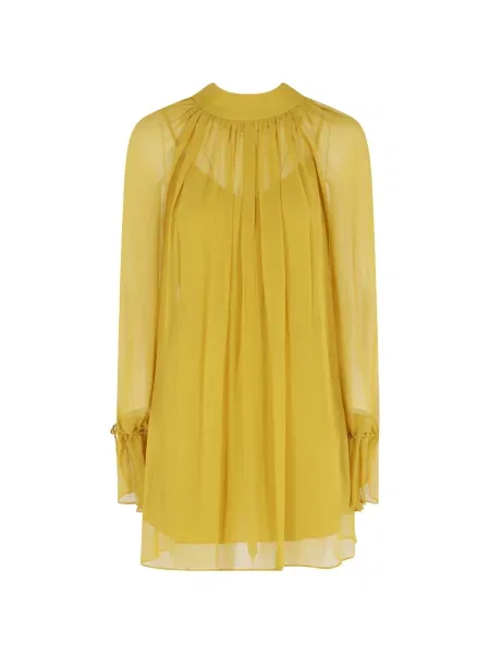 Rochie mini Staud cu funde de costum galben