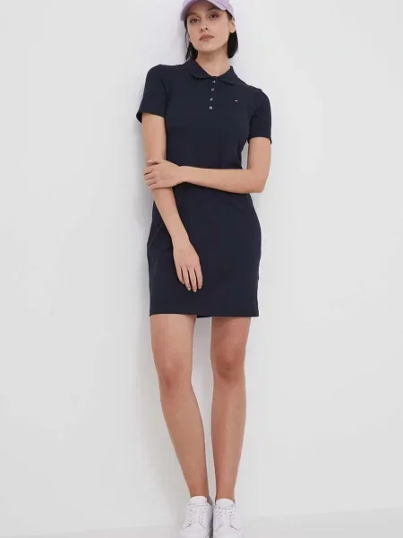 Tommy Hilfiger sukienka granatowy mini rozkloszowana