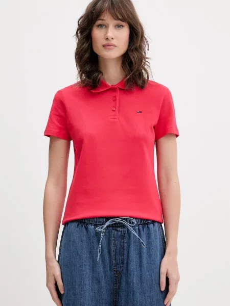 Tommy Jeans πόλο γυναικείο με κόκκινο