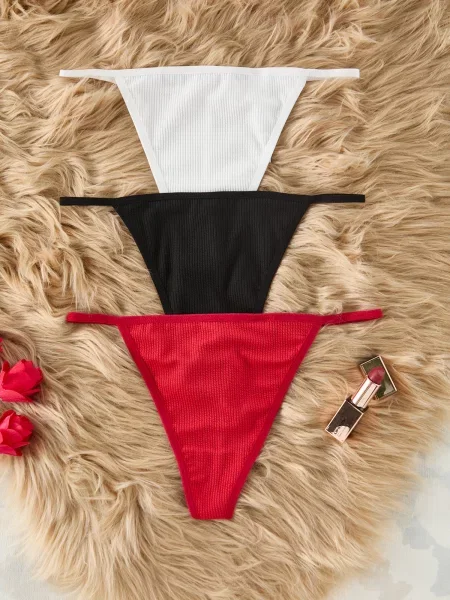 Trendyol Tanga roșu / negru alb