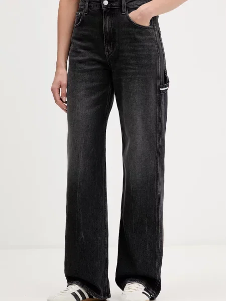 Tommy Jeans blugi straight de damă negru