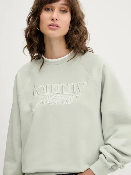 Tommy Jeans bluza z aplikacją zielony
