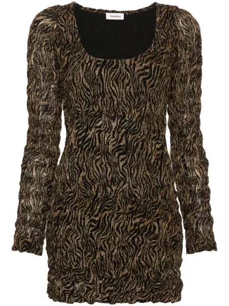 Rochie Nanushka cu imagine cu model zebră maro