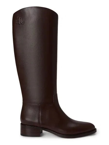 Lauren Ralph Lauren čižmy dámske kožené Kyle hnedá