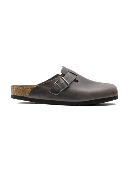 Usnjeni natikači Birkenstock Boston siva