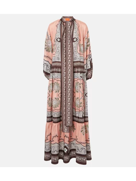 Rochie maxi La Doublej de mătase cu imagine de costum