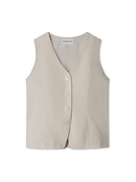 Lniana kamizelka Helena Hart elegancka beżowa