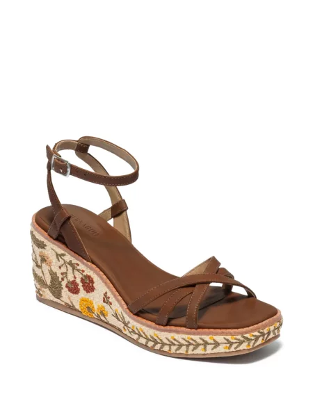 Espadrile Bernardo cu model floral cu pană maro