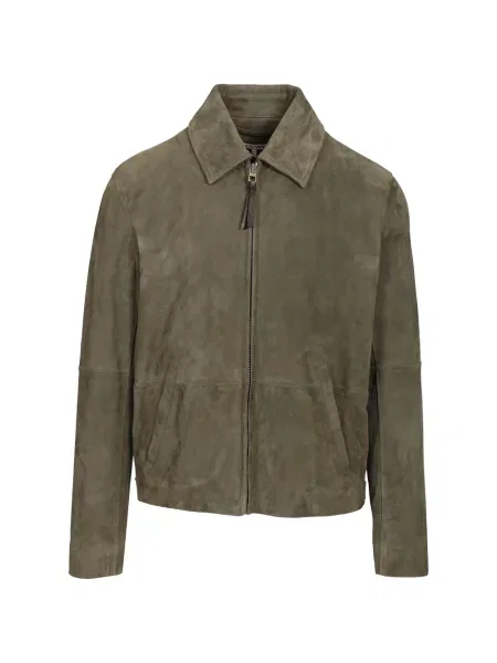 Geacă Loewe din piele de căprioară verde