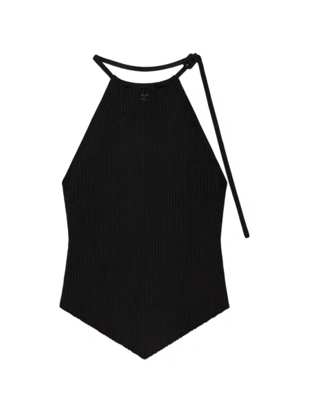 Top Courreges tricotate cu nervuri negru