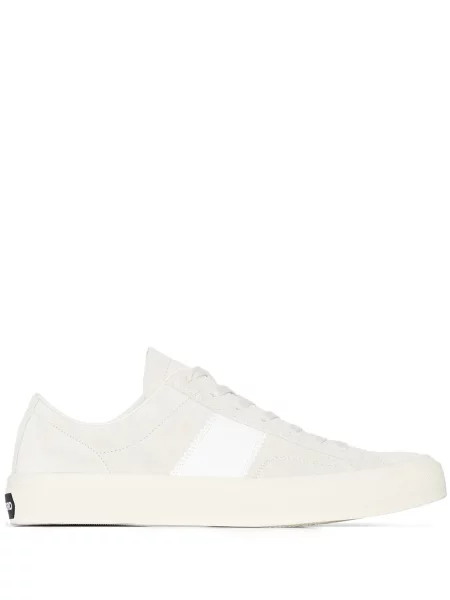 Sneakerși Tom Ford din piele de căprioară alb