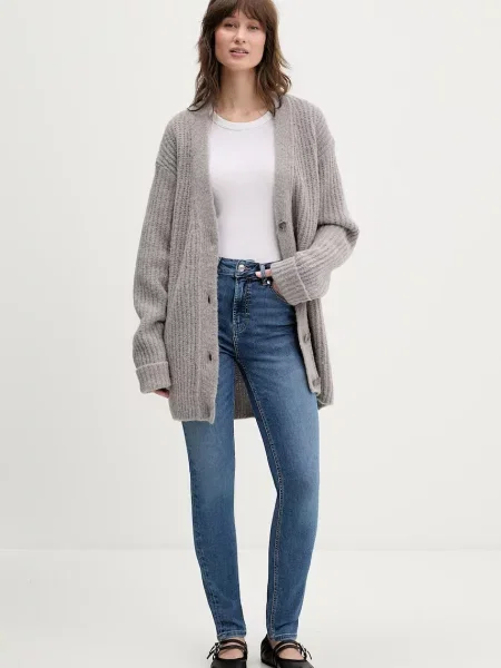 Кардиган з додаванням вовни HUGO Shent Shent сірий