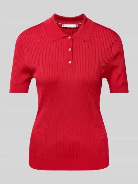 Koszulka polo o kroju slim fit z mieszanki Tommy Hilfiger czerwona