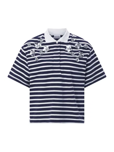 Rich & Royal Tricou bleumarin / argintiu alb