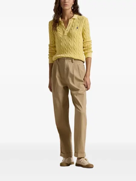 Polo Polo Ralph Lauren z twillu do kolan plisowane żółte