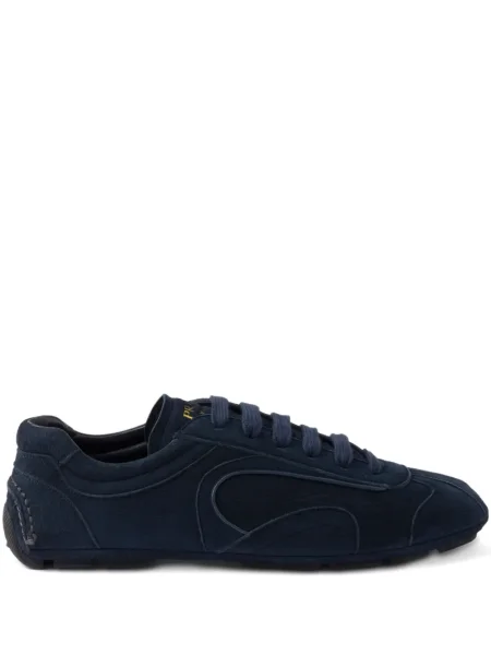 Sneakerși Prada cu șireturi din piele de căprioară negru