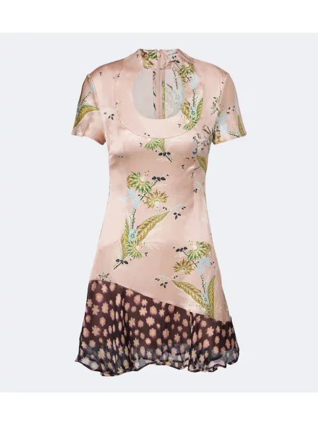 Rochie Staud din satin cu model floral roz