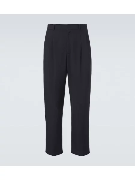 Pantaloni The Row de lână albastru