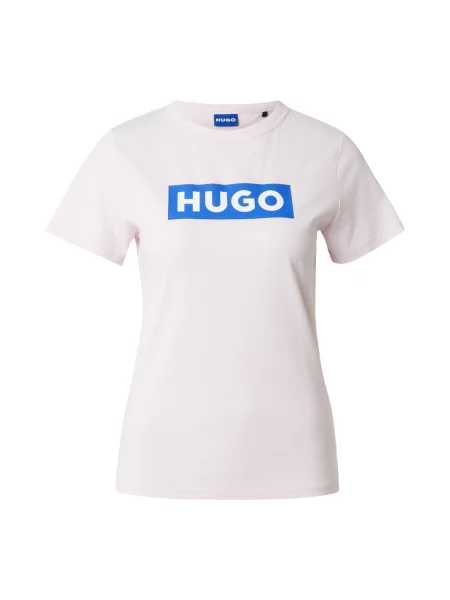 HUGO Tricou Classic azur / pastel roz