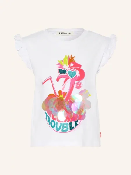 Billieblush Tričko S Volánky / neonově růžová / neonově žlutá bílá