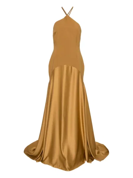 Rochie maxi Solace London de costum auriu