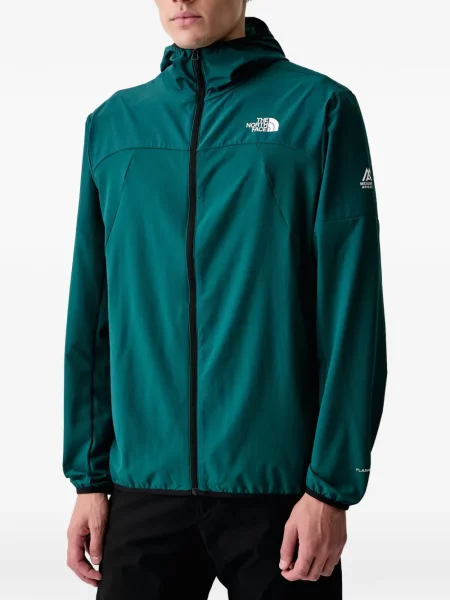 Яке The North Face с качулка с принт зелено