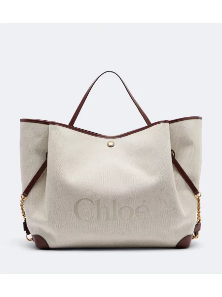 Geantă shopper Chloé din piele alb