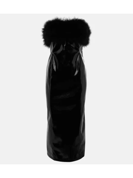 Rochie midi Blumarine din piele până la genunchi de costum negru