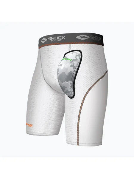 Pantaloni scurți pentru sporturi de contact pentru bărbați Shock Doctor AirCore Cup Compression white alb