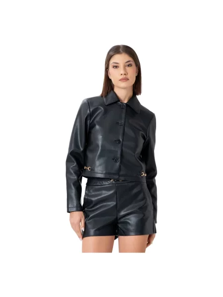 Krótka kurtka skórzana Kocca czarna