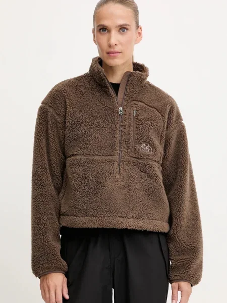 Суичър с качулка The North Face с качулка кафяво