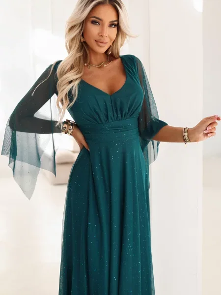 Długa sukienka maxi Numoco Basic zielona