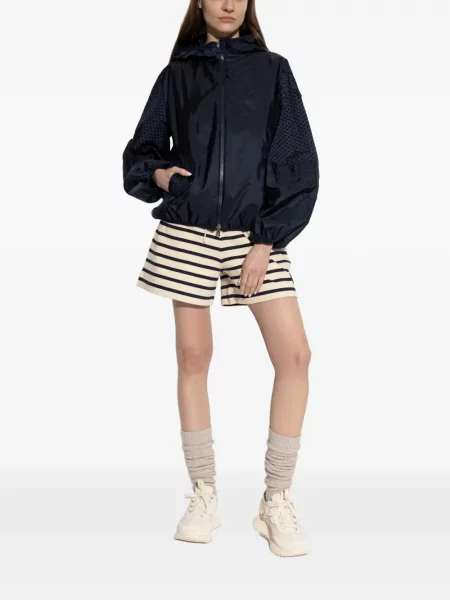 Geacă Moncler cu glugă albastru