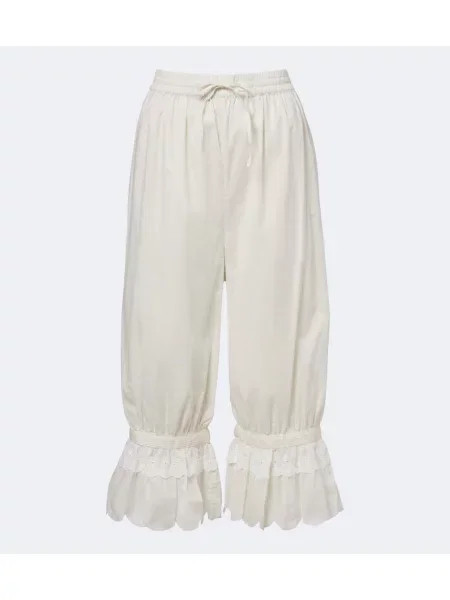 Pantaloni Staud cu broderie alb