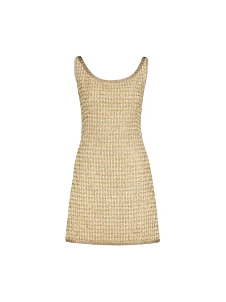 Mała mały sukienka mini Miu Miu w kratkę beżowa