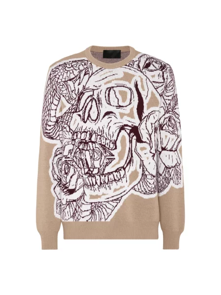 Sweter Philipp Plein wełniany beżowy