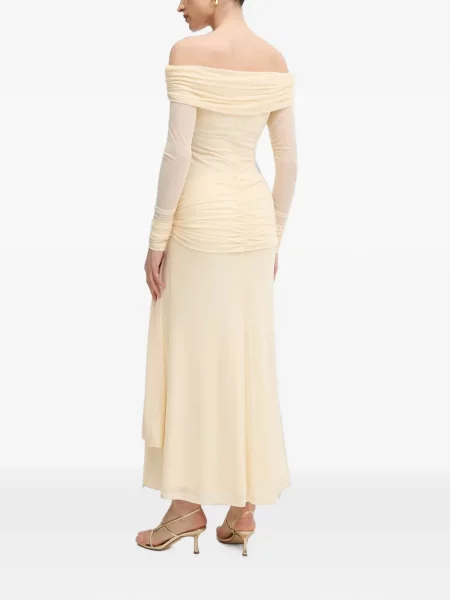 Rochie maxi Bardot cu volane