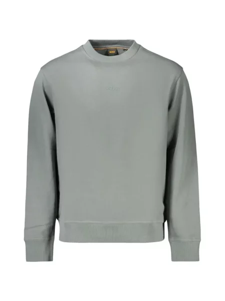 Hanorac crewneck Boss cu broderie cu decolteu rotund verde
