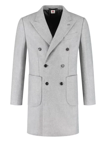 Kaput Luigi Borrelli s herringbone uzorkom siva