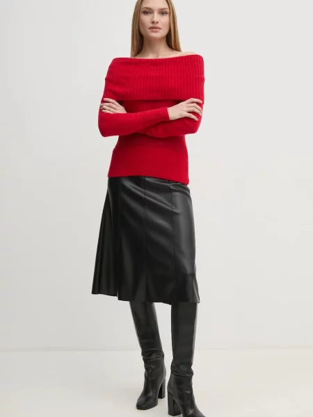 Светр з домішкою вовни Sisley легкий гольф червоний