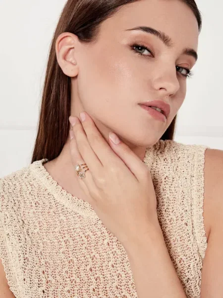 Tory Burch gyűrű Clover 3 db sárga