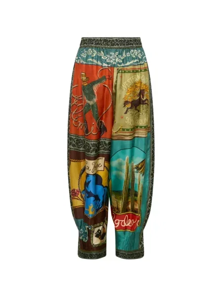 Pantaloni Alemais cu imagine conici verde