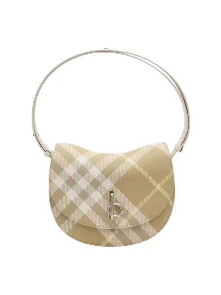 Torebka Burberry wełniana w kratkę retro beżowa